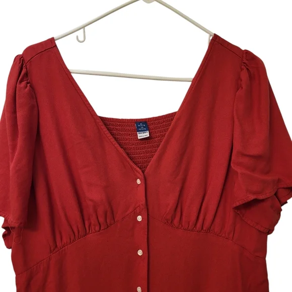 Red Button-Down Dress - Picture 2 of 4